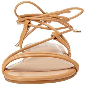 The Drop Women's Samantha Flat Strappy Lace-Up Sandal, Doe Tan, 6