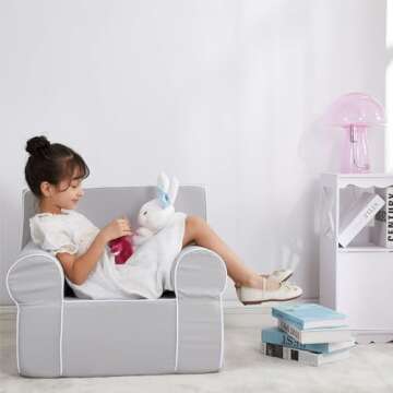 Heritage Kids Grey Everywhere Foam Armchair with Carry Handle and Removable Cover,25"x21"x22",Ages 3...