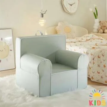 Heritage Kids Grey Everywhere Foam Armchair with Carry Handle and Removable Cover,25"x21"x22",Ages 3+