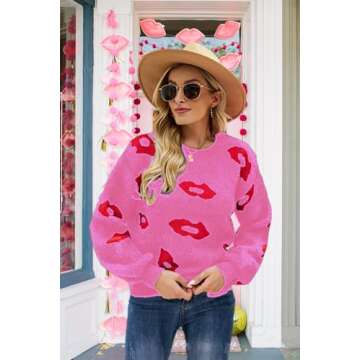 Cute Sweater for Women with Lip Graphic Pullover