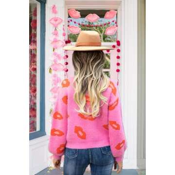 Cute Sweater for Women with Lip Graphic Pullover