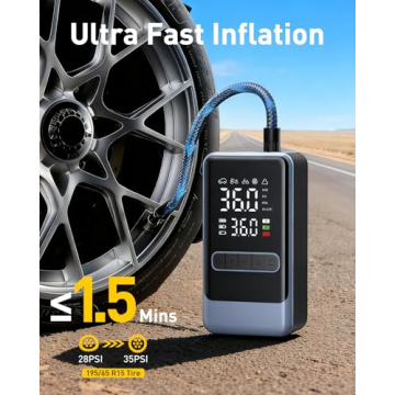 Tire Inflator Portable Air Compressor, 150PSI Cordless Air Pump for Car Tires, Electric Bike Tire Pu...