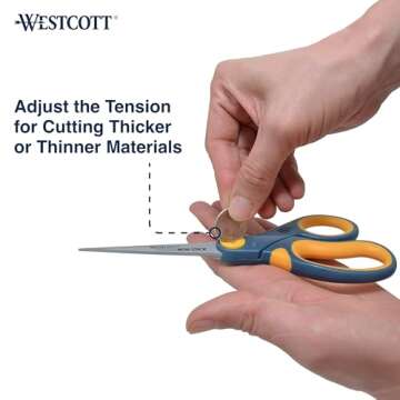 Westcott 8" Titanium-Bonded Non-Stick Scissors For Office & Home, Gray/Yellow, 3 Pack (15454)