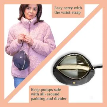 Idaho Jones Mini Breast Pump Bag, Compatible with Elvie Pumps | Black Small Breast Pump Bag with Wrist Strap | Easy to Clean | Padded to Protect Your Pump | Hands-Free Breast Pump Storage Bag