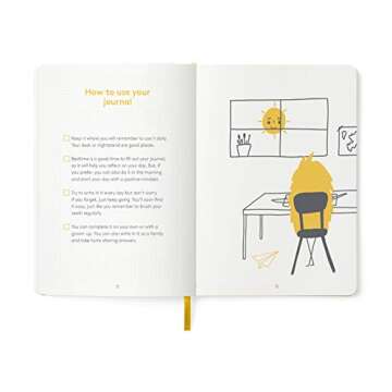 HappyMe - Gratitude Journal for Kids with Daily Prompts, Writing Notebook to Express Thoughts & Feelings, Growth Mindset and Learning Tool for Ages 6-12, Perfect for Reflection, English (US), (Yellow)
