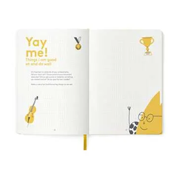 HappyMe - Gratitude Journal for Kids with Daily Prompts, Writing Notebook to Express Thoughts & Feelings, Growth Mindset and Learning Tool for Ages 6-12, Perfect for Reflection, English (US), (Yellow)