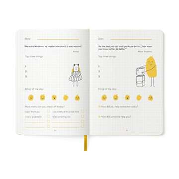 HappyMe - Gratitude Journal for Kids with Daily Prompts, Writing Notebook to Express Thoughts & Feelings, Growth Mindset and Learning Tool for Ages 6-12, Perfect for Reflection, English (US), (Yellow)