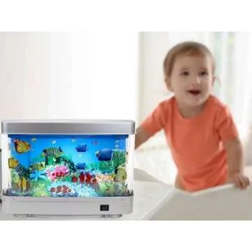 Lightahead Artificial Aquarium: Fascinating Moving Pictures of Fish in Tank Decorative Sensory Aquarium Lamp Virtual Ocean in Motion (Marine Life A)