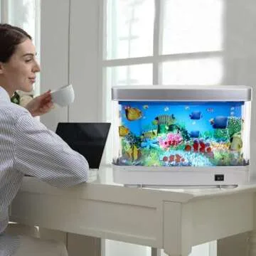 Lightahead Artificial Aquarium: Fascinating Moving Pictures of Fish in Tank Decorative Sensory Aquarium Lamp Virtual Ocean in Motion (Marine Life A)