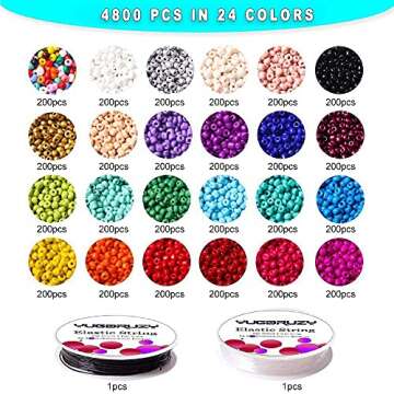 4800pcs 4mm 6/0 Pony Beads Glass Seed Beads for Bracelet Jewelry Making Kit, Beads Assortments Kit for Adults