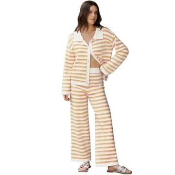 NIXSUNZUU Two Piece Loungewear Sets for Women Fall Winter Sweater Sets Ribbed Knit Trendy 2 Piece Cl...