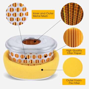 2 Pack GX160 Air Filter for Honda GX200 AFZE18 GX140 Horizontal Engines and 17210-Z4M-821 17210-ZE1-...