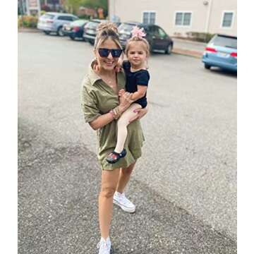 DEEP SELF Holiday One Piece V Neck Shorts Rompers and Jumpsuits for Women Casual Spring Button Down Collared Green Loungewear with Pockets