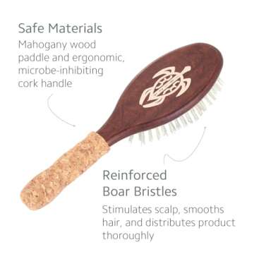 Ibiza Hair Oval Boar Flat Brush (OC6) | Reinforced Boar & Nylon Bristles with Cork Handle | Creates Shiny Looks | Ideal for Short to Long Styles | Use Before or After Blowouts | Heat Resistant