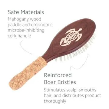 Ibiza Hair Oval Boar Flat Brush (OC6) | Reinforced Boar & Nylon Bristles with Cork Handle | Creates Shiny Looks | Ideal for Short to Long Styles | Use Before or After Blowouts | Heat Resistant