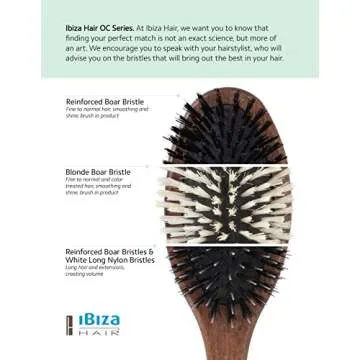 Ibiza Hair Oval Boar Flat Brush (OC6) | Reinforced Boar & Nylon Bristles with Cork Handle | Creates Shiny Looks | Ideal for Short to Long Styles | Use Before or After Blowouts | Heat Resistant