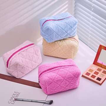 Trendy Blue Terry Cloth Makeup Pouch for All Occasions