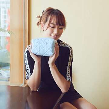 Trendy Blue Terry Cloth Makeup Pouch for All Occasions