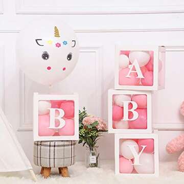 Baby Shower Boxes for Decor - 4 pcs Eye-Catching Design