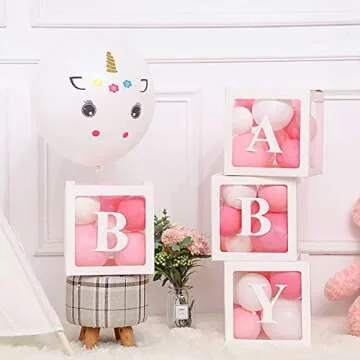 Baby Shower Boxes for Decor - 4 pcs Eye-Catching Design