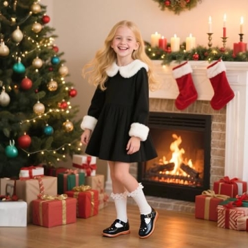 Felix & Flora Toddler Little Girl Black Mary Jane Dress Shoes - Ballet Flats for Easter Flower Girl ...