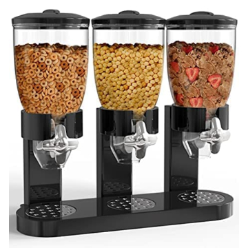 Stylish Triple Food Dispenser for Snacks and Cereal