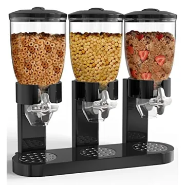 Stylish Triple Food Dispenser for Snacks and Cereal