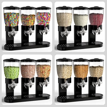Stylish Triple Food Dispenser for Snacks and Cereal