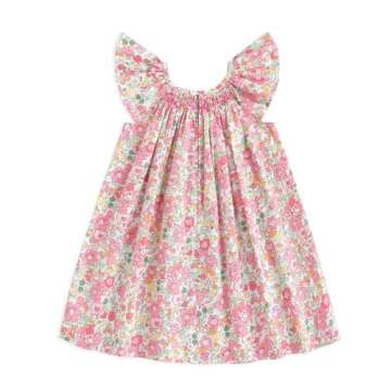 Simplee kids Baby Floral Dress Toddler Smocking Dress Little Girls Casual Dress Floral Print Sundres...