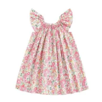 Simplee kids Baby Floral Dress Toddler Smocking Dress Little Girls Casual Dress Floral Print Sundres...