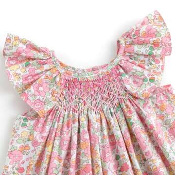 Simplee kids Baby Floral Dress Toddler Smocking Dress Little Girls Casual Dress Floral Print Sundress for Spring Summer Dress 24M-6T