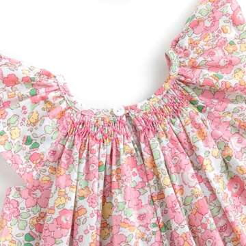 Simplee kids Baby Floral Dress Toddler Smocking Dress Little Girls Casual Dress Floral Print Sundress for Spring Summer Dress 24M-6T