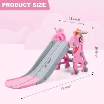 BFAZKXY Indoor Slide for Toddlers 1-3, Foldable Kids Toddler Indoor Slide Playset, Indoor and Outdoor Playground, Toddler Climber Playset with Basketball Hoop and Ring Toss(Pink)