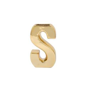 Efavormart 6" Shiny Gold Plated Ceramic Letter S Sculpture Flower Vase, Bud Planter Pot Table Centerpiece