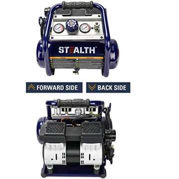 STEALTH SAQ-1234 Air Compressor 2 Gallon, 3/4 HP, 125PSI, Quiet & Oil-Free