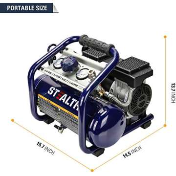 STEALTH SAQ-1234 Air Compressor 2 Gallon, 3/4 HP, 125PSI, Quiet & Oil-Free