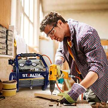 STEALTH SAQ-1234 Air Compressor 2 Gallon, 3/4 HP, 125PSI, Quiet & Oil-Free