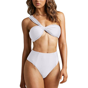 Mulisky Women’s Sexy One Shoulder Bikini Set – Stylish High Waisted Swimsuit