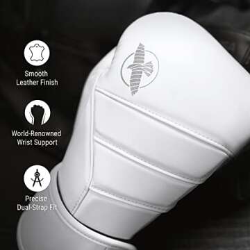 Hayabusa T3 Kanpeki Leather Boxing Gloves for Training and Sparring - White, 12oz