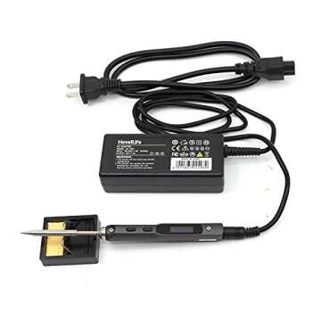 NovelLife 65W Mini TS100 Electric Soldering Iron Kit,Adjustable Temperature,Programmable Smart Chip,Digital OLED Screen Display with TS B2 Solder Tip,Power Supply,XT60 Power Cord (Black B2 Tip)