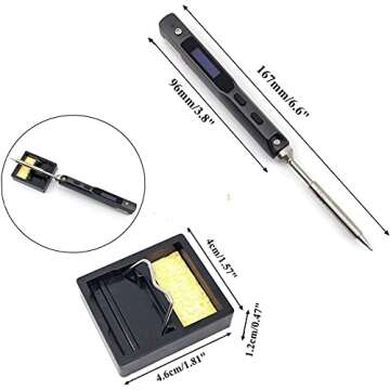 NovelLife 65W Mini TS100 Electric Soldering Iron Kit,Adjustable Temperature,Programmable Smart Chip,Digital OLED Screen Display with TS B2 Solder Tip,Power Supply,XT60 Power Cord (Black B2 Tip)
