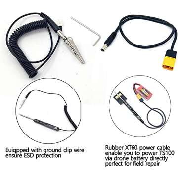 NovelLife 65W Mini TS100 Electric Soldering Iron Kit,Adjustable Temperature,Programmable Smart Chip,Digital OLED Screen Display with TS B2 Solder Tip,Power Supply,XT60 Power Cord (Black B2 Tip)