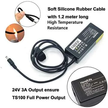 NovelLife 65W Mini TS100 Electric Soldering Iron Kit,Adjustable Temperature,Programmable Smart Chip,Digital OLED Screen Display with TS B2 Solder Tip,Power Supply,XT60 Power Cord (Black B2 Tip)