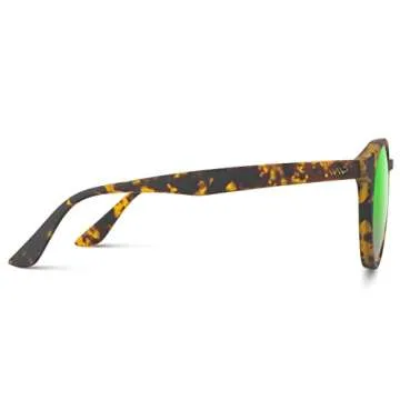 WearMe Pro Classic Small Round Retro Sunglasses, Tortoise Frame/Mirror Green Lens