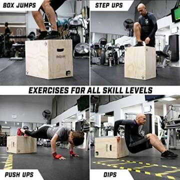 GoSports Fitness Launch Box 3-in-1 Adjustable Height Wood Plyo Jump Box for Exercises of All Skill Levels - Standard