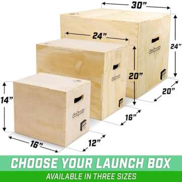 GoSports Fitness Launch Box 3-in-1 Adjustable Height Wood Plyo Jump Box for Exercises of All Skill Levels - Standard