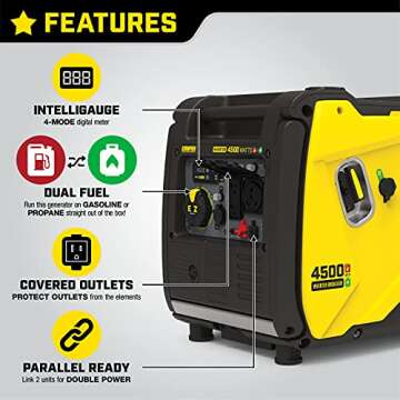Champion Power Equipment 4500-Watt Electric Start Dual Fuel RV Ready Portable Inverter Generator with Quiet Technology