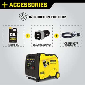 Champion Power Equipment 4500-Watt Electric Start Dual Fuel RV Ready Portable Inverter Generator with Quiet Technology