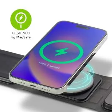 mophie 3-in-1 Travel Charger with MagSafe - Portable Wireless Charging Hub, Compatible with Apple Devices, iPhone 16/15/14/13/12 Series, Apple Watch Series 10 to 1 & Ultra, AirPods Pro/3rd Gen, Black