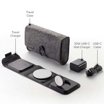 mophie 3-in-1 Travel Charger with MagSafe - Portable Wireless Charging Hub, Compatible with Apple Devices, iPhone 16/15/14/13/12 Series, Apple Watch Series 10 to 1 & Ultra, AirPods Pro/3rd Gen, Black